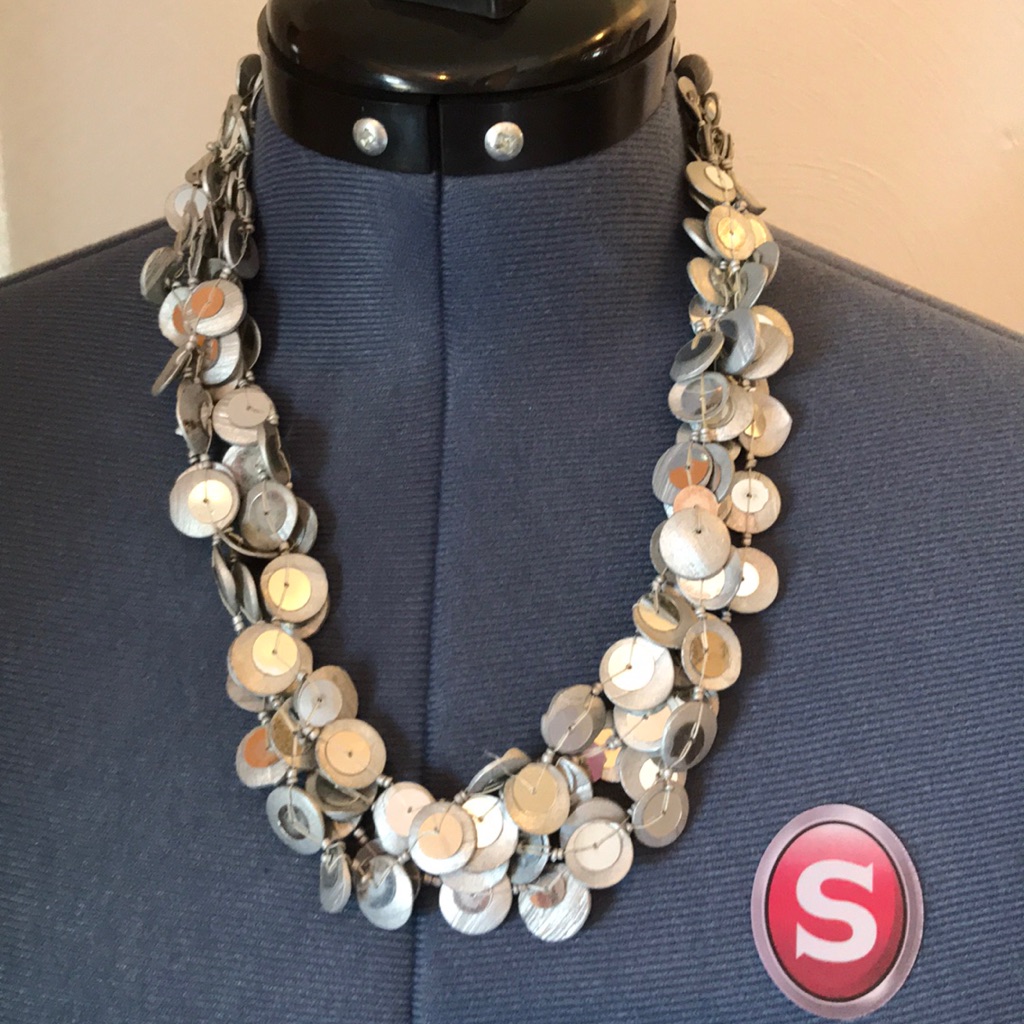 Nwot Silver Statement Necklace With Sequence 26$